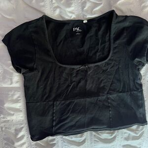 PacSun Black Fitted Crop Blouse